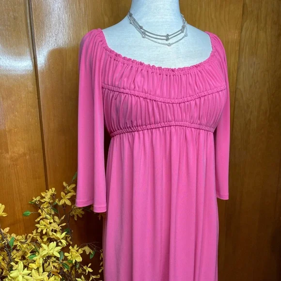 Boston Proper | Dresses | Boston Proper Size 8 Flare Sleeve Mai Tai Pink  Peasant Dress Boho Summer Barbie | Poshmark